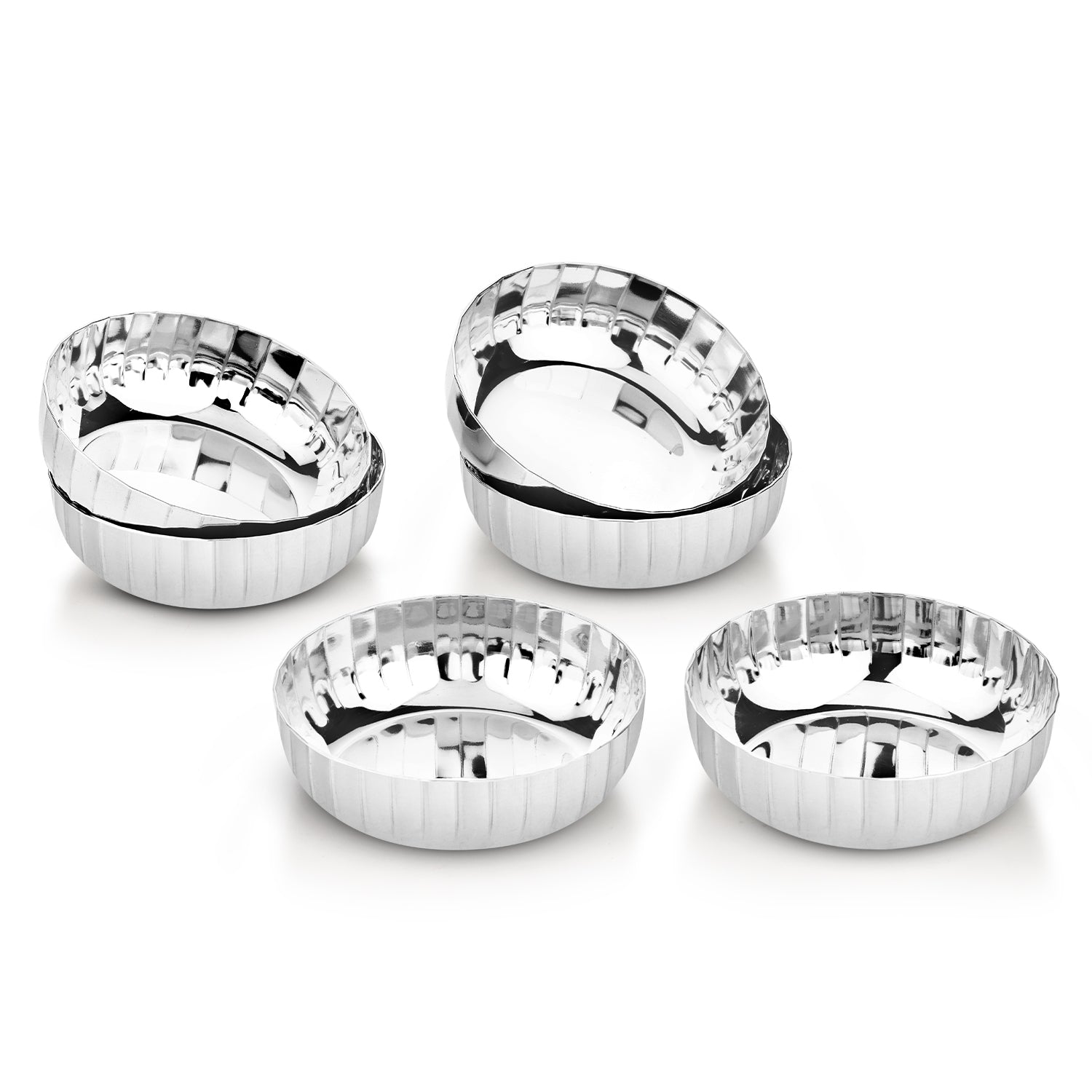 Signature 304 Stainless Steel Hammered Design 6 Pcs Small Chutney Plates