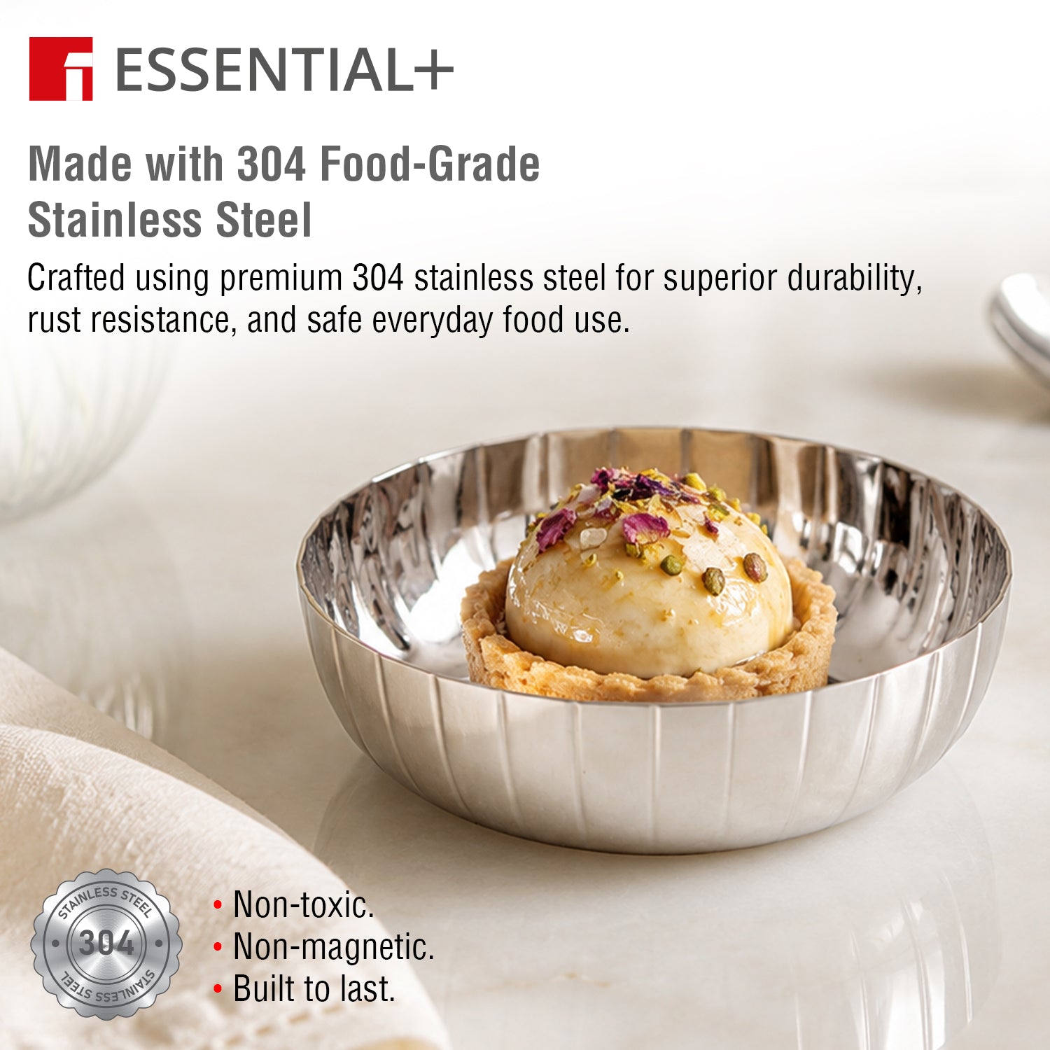 Signature 304 Stainless Steel Hammered Design 6 Pcs Small Chutney Plates
