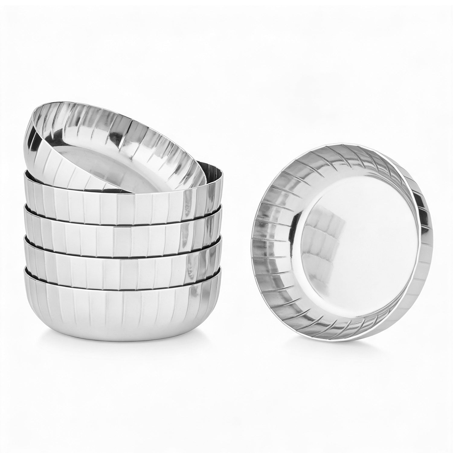 Signature 304 Stainless Steel Hammered Design 6 Pcs Dessert Plates