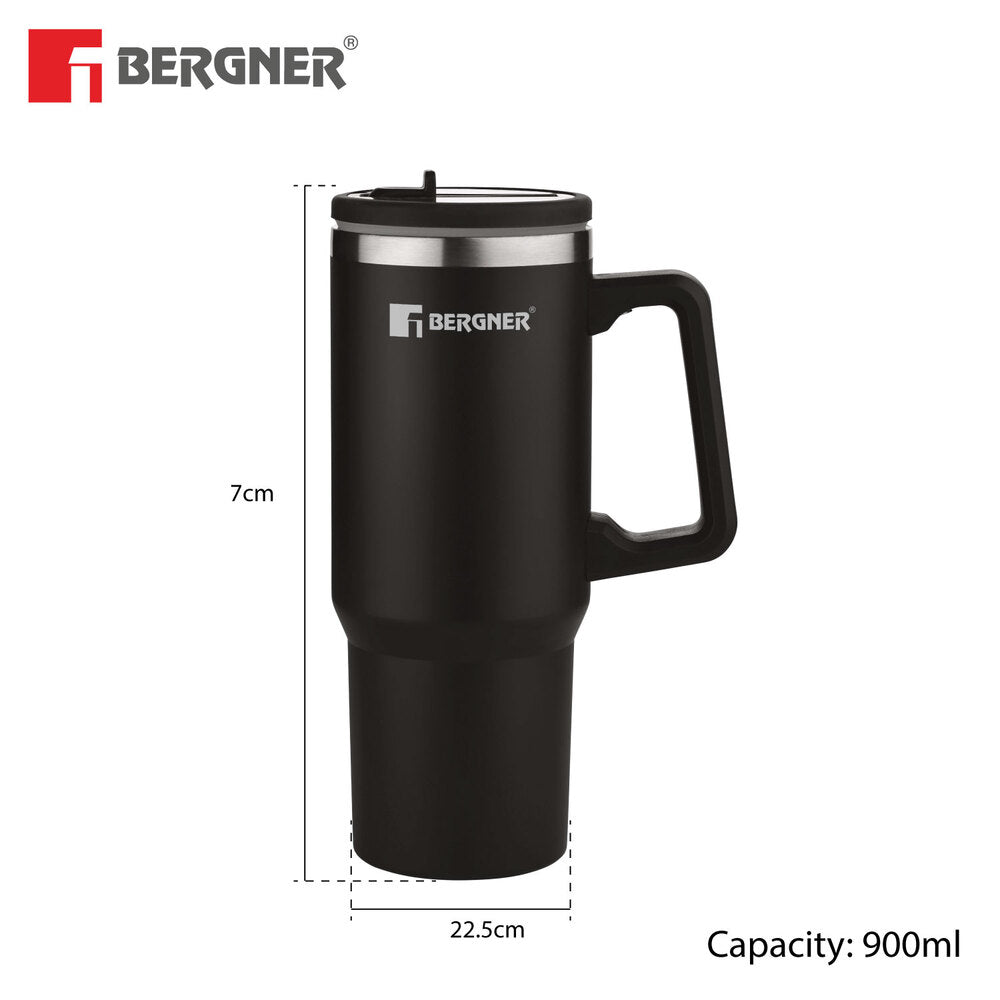 Walking Hydracarry Stainless Steel Double Wall Tumbler Sipper 900ml - Black