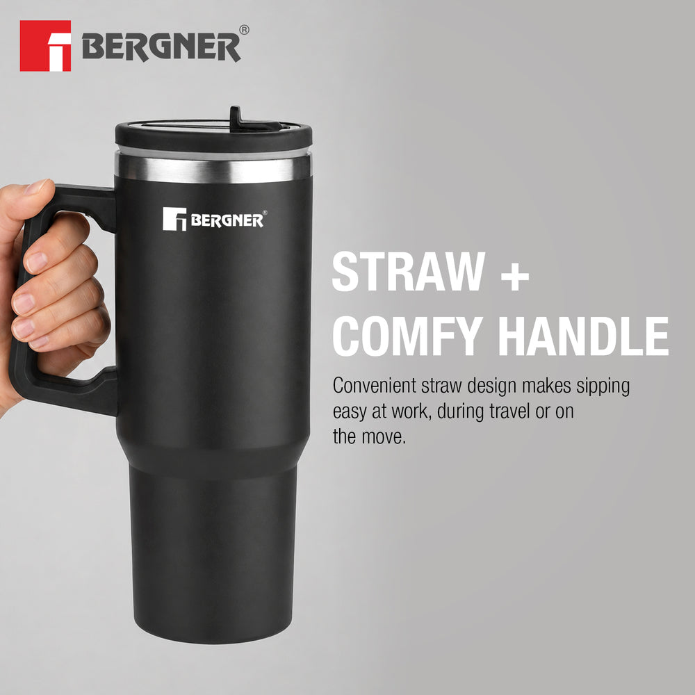 Walking Hydracarry Stainless Steel Double Wall Tumbler Sipper 900ml - Black