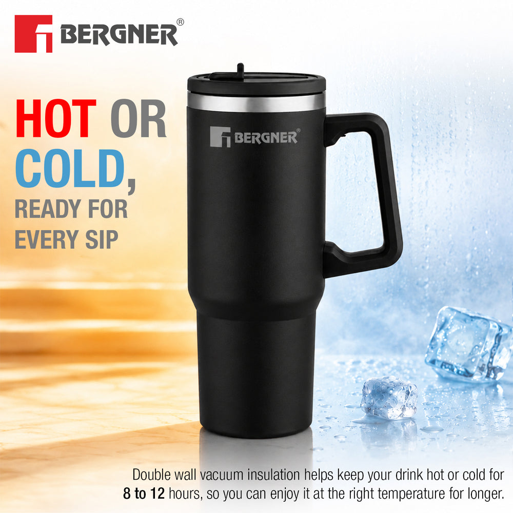 Walking Hydracarry Stainless Steel Double Wall Tumbler Sipper 900ml - Black