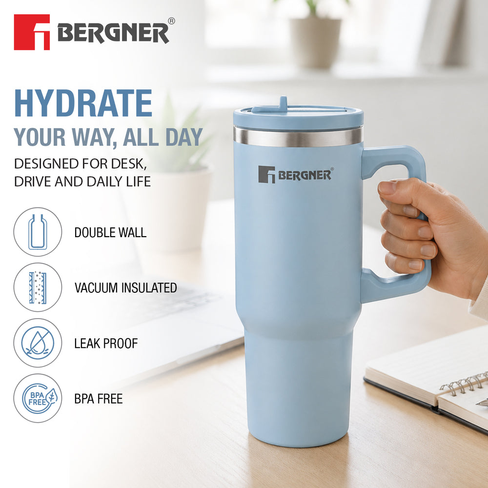 Walking Hydracarry Stainless Steel Double Wall Tumbler Sipper 900ml - Blue