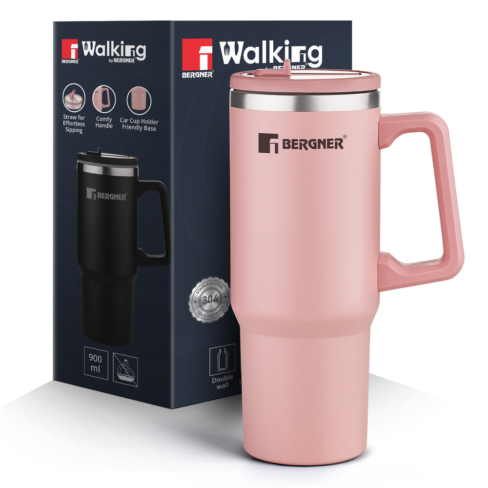 Walking Hydracarry Stainless Steel Double Wall Tumbler Sipper 900ml - Pink