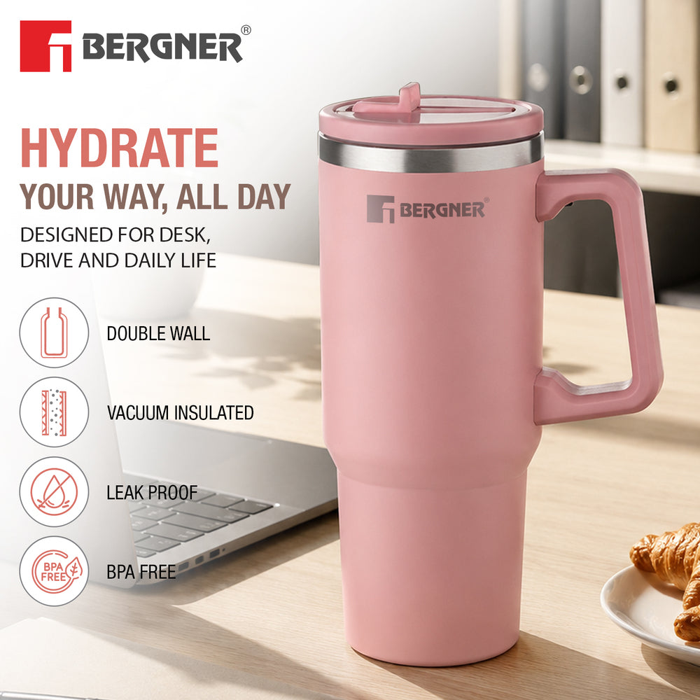 Walking Hydracarry Stainless Steel Double Wall Tumbler Sipper 900ml - Pink