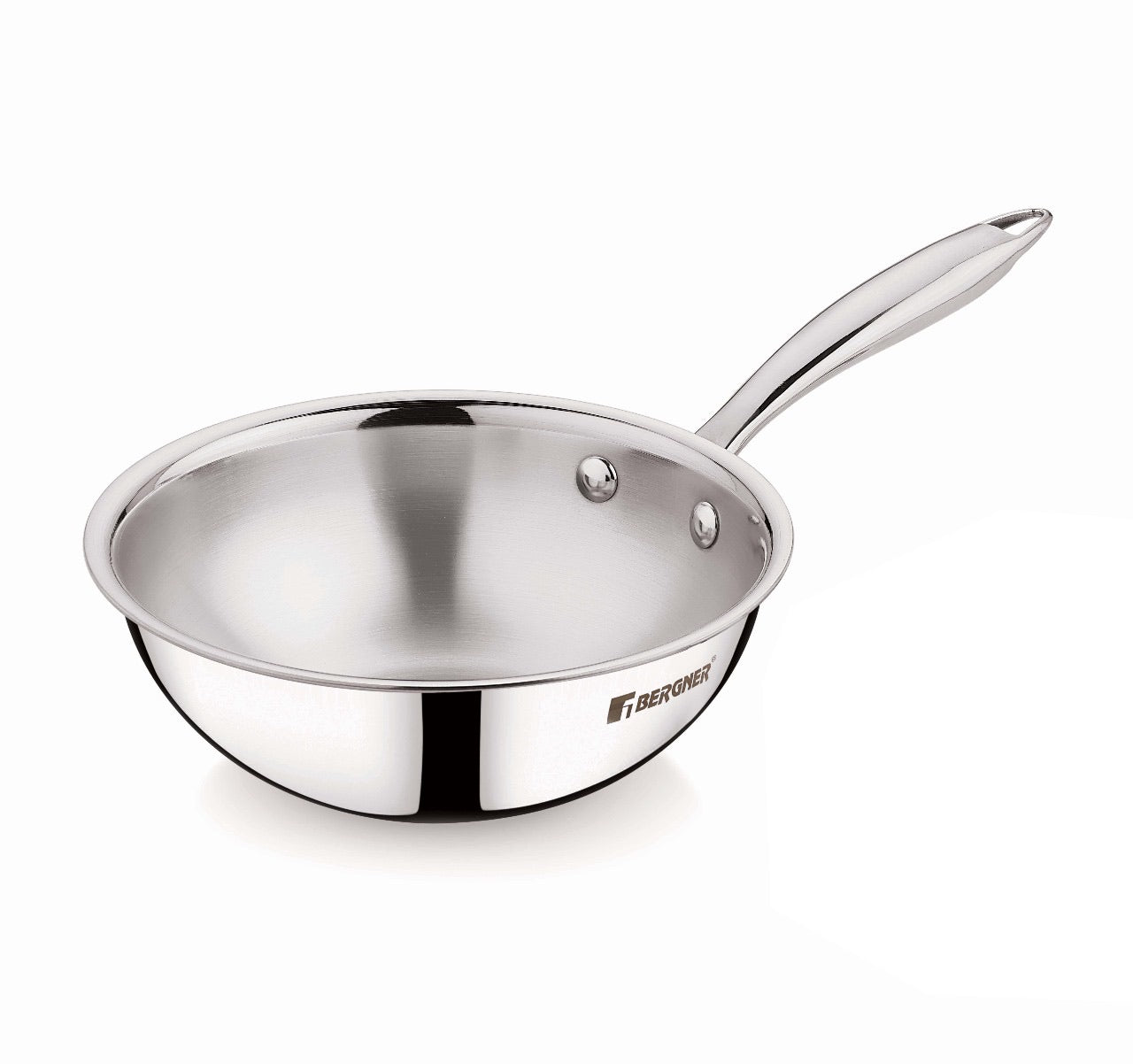 Bergner Argent Junior Chef Tri-Ply Stainless Steel Wok - Induction Bottom (5-Year Warranty)