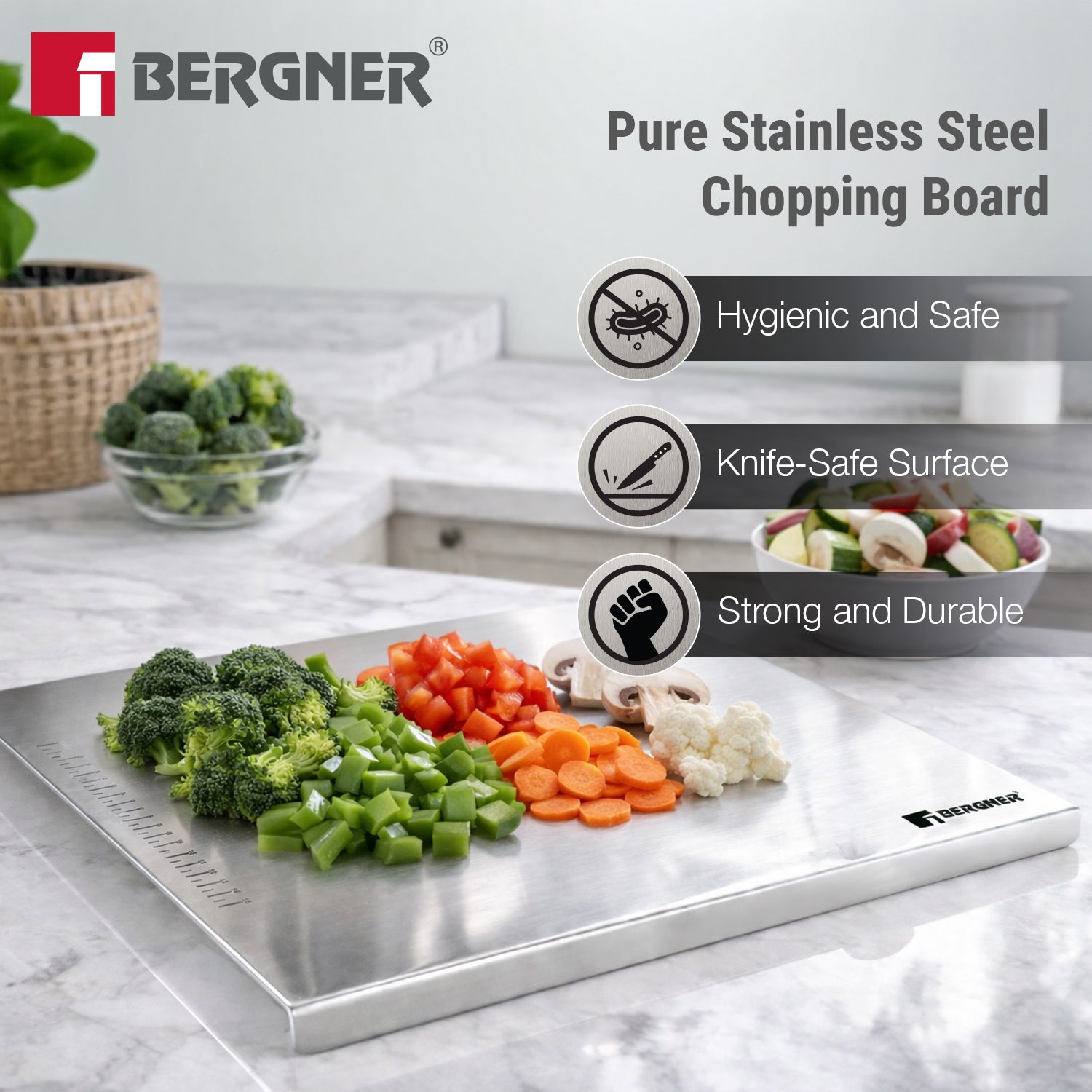 Stainless Steel Chopping Board with Lip |  40x32cm