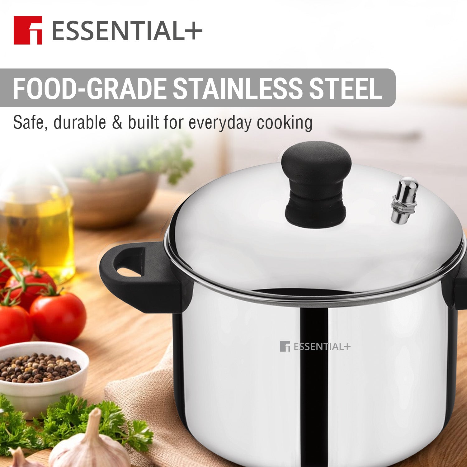 Essential Plus Stainless Steel Idli Pot 20cm Dia (4.3L) with 4 Idli Plates
