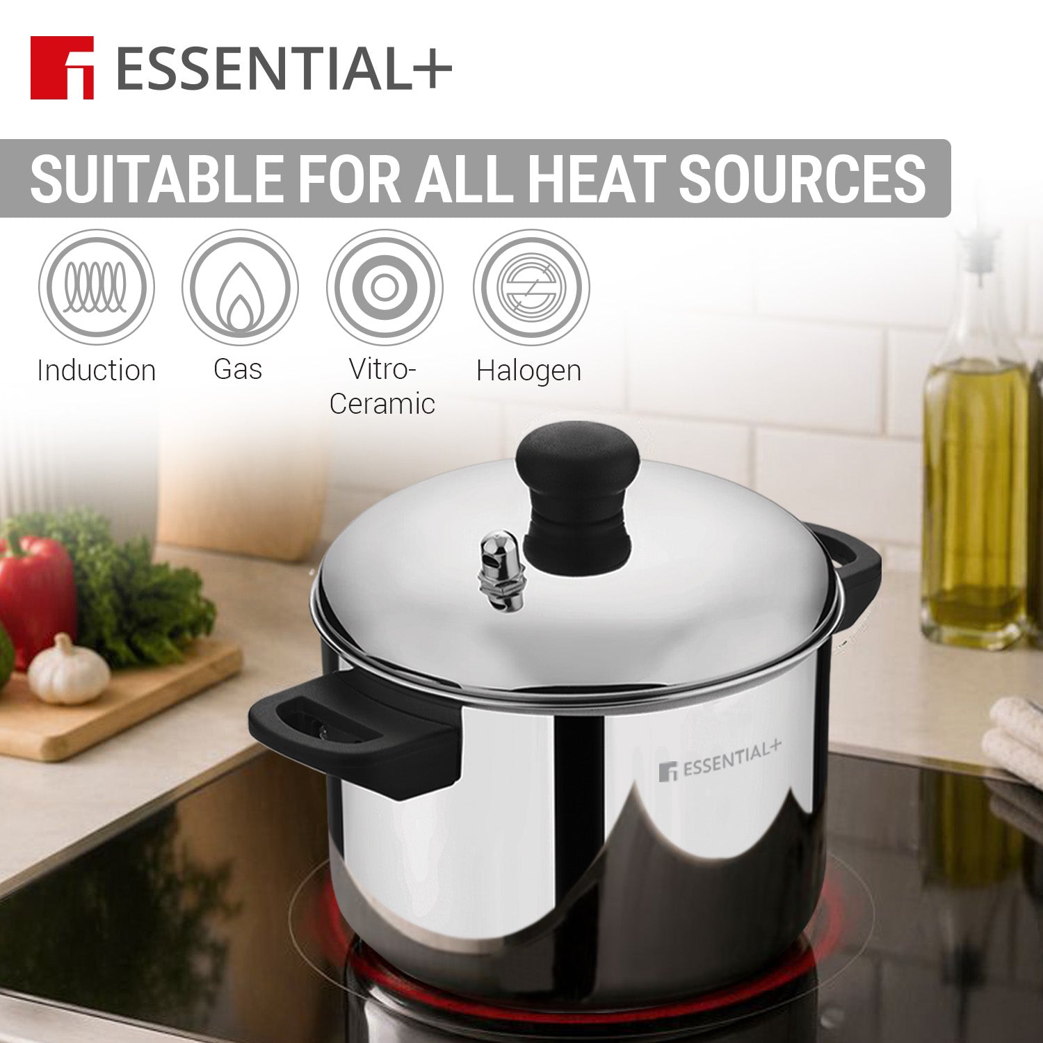 Essential Plus Stainless Steel Idli Pot 20cm Dia (4.3L) with 4 Idli Plates