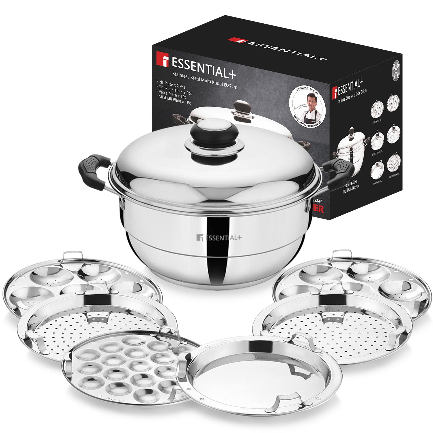 Essential Plus Stainless Steel 7 Pcs Multikadai 27cm
