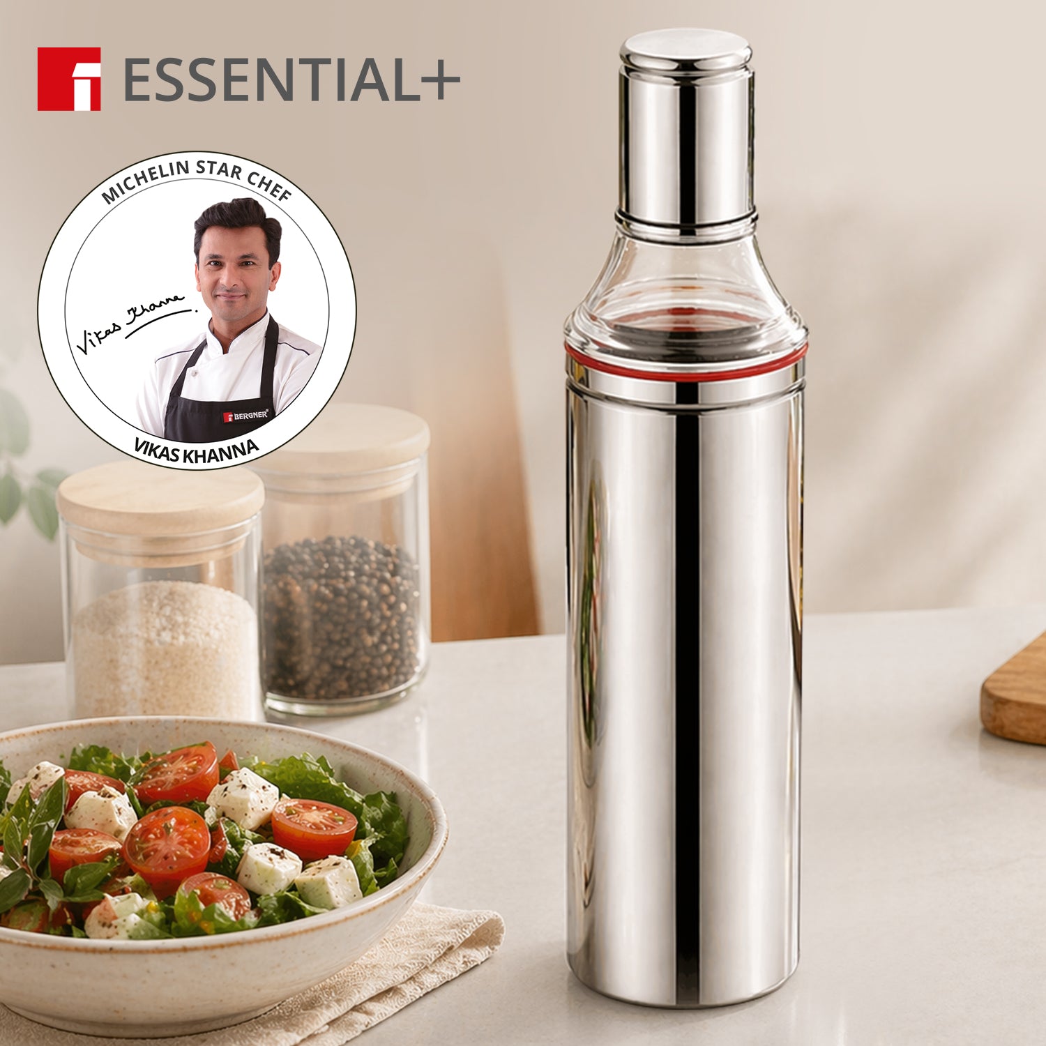 Essential Plus Stainless Steel Oil Bottle for Kitchen 1000ml