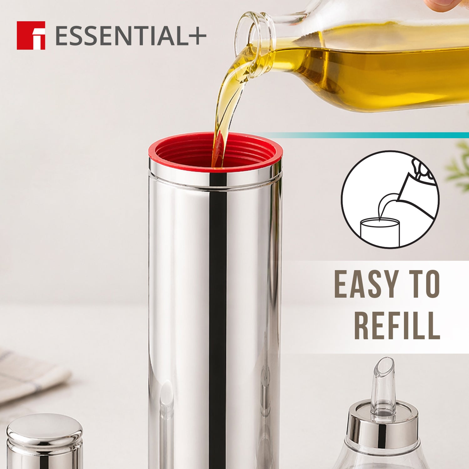 Essential Plus Stainless Steel Oil Bottle for Kitchen 1000ml