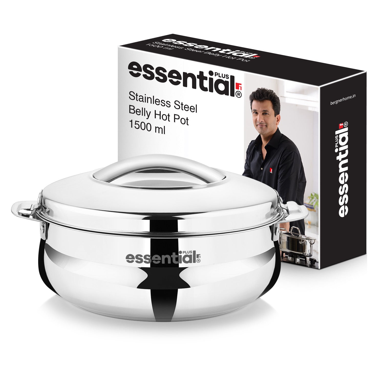 Essential Plus Stainless Steel Belly Shape Hot Pot/Casserole 1500ml