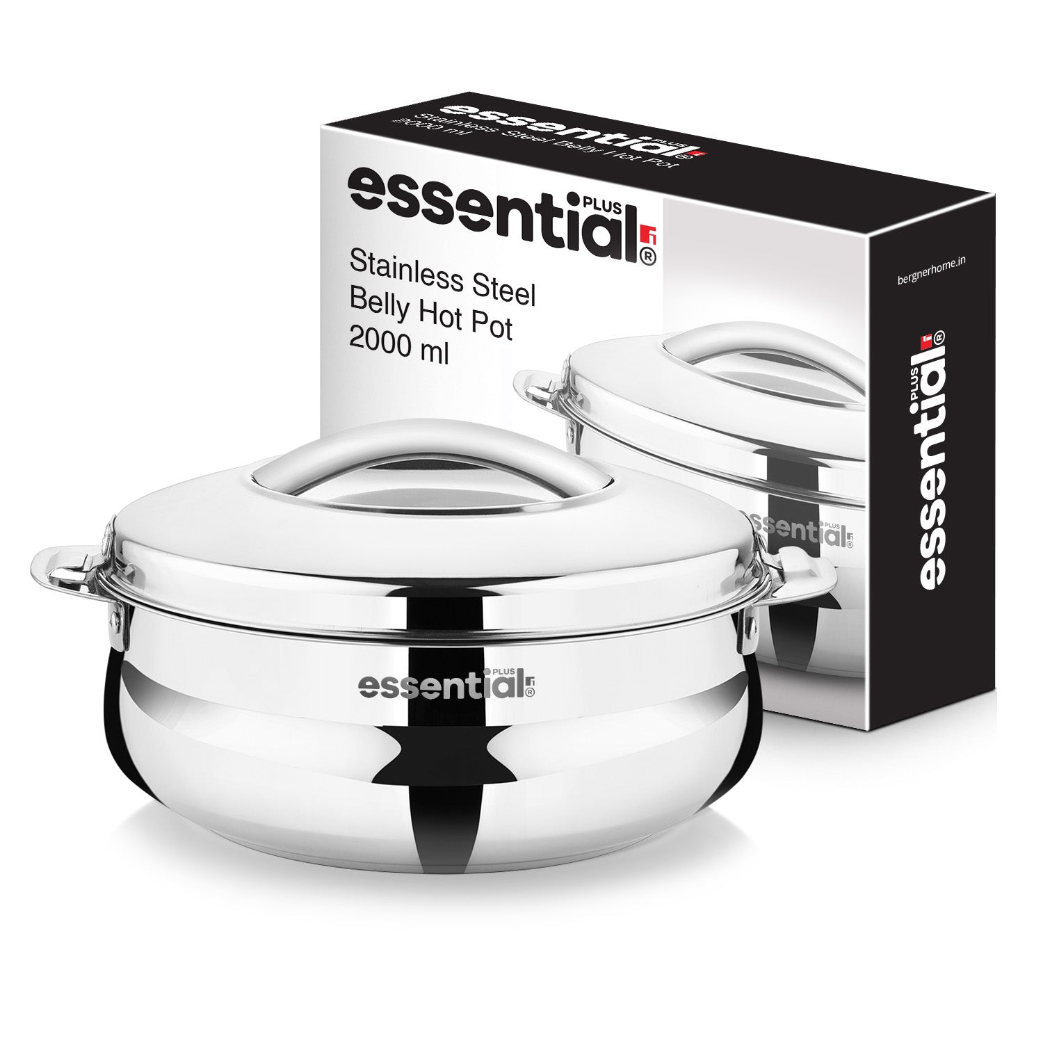 Essential Plus Stainless Steel Belly Shape Hot Pot (Roti Casserole) 2000ml