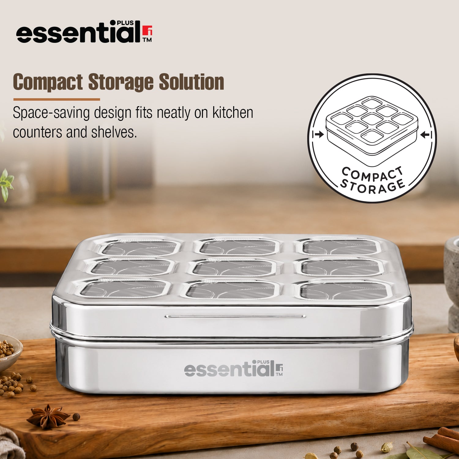 Essential Plus Stainless Steel 9 in 1 | 24cm (150ml) with Clear Lid