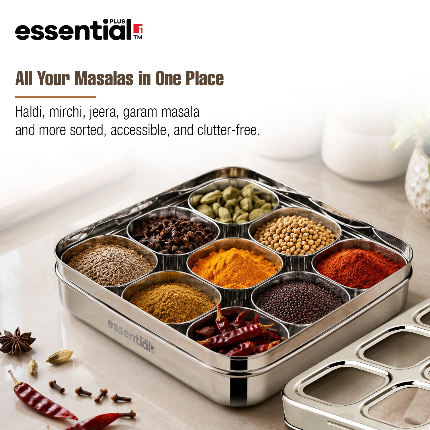 Essential Plus Stainless Steel 9 in 1 | 24cm (150ml) with Clear Lid