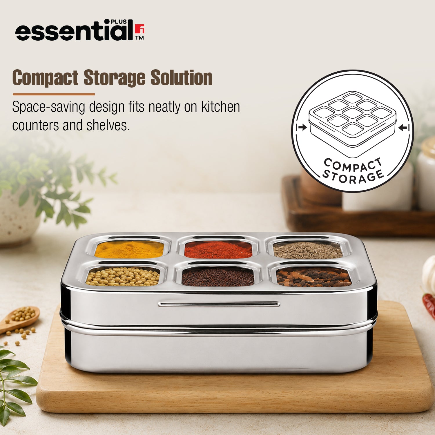 Essential Plus Stainless Steel 6 in 1 | 24.5cm (150ml) with Clear Lid
