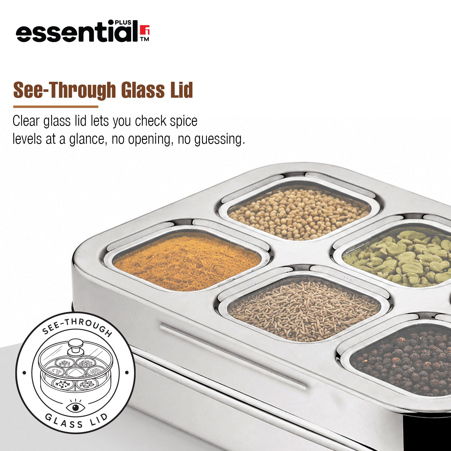 Essential Plus Stainless Steel 6 in 1 | 24.5cm (150ml) with Clear Lid