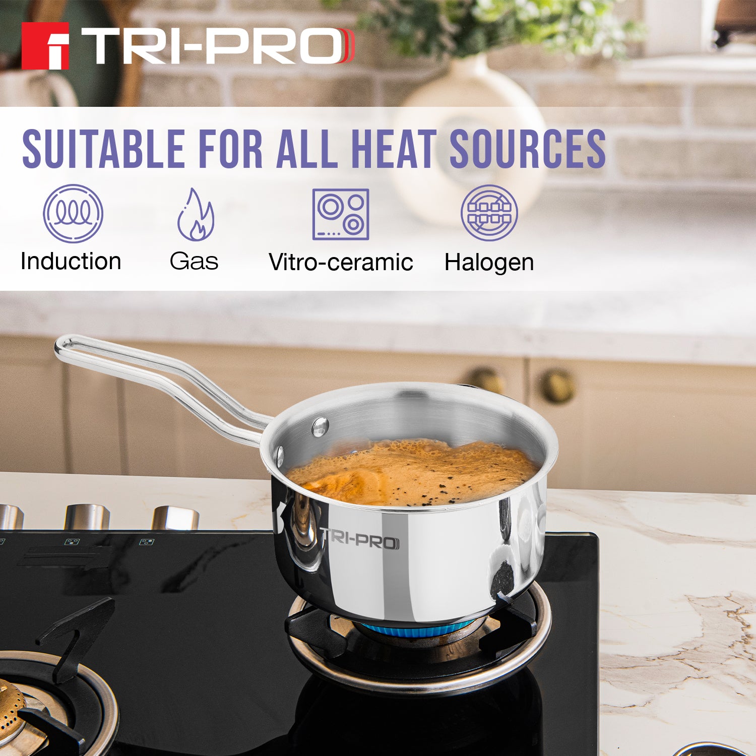 TriPro Tri-Ply Stainless Steel 3 Pcs Cookware Set - Induction Bottom