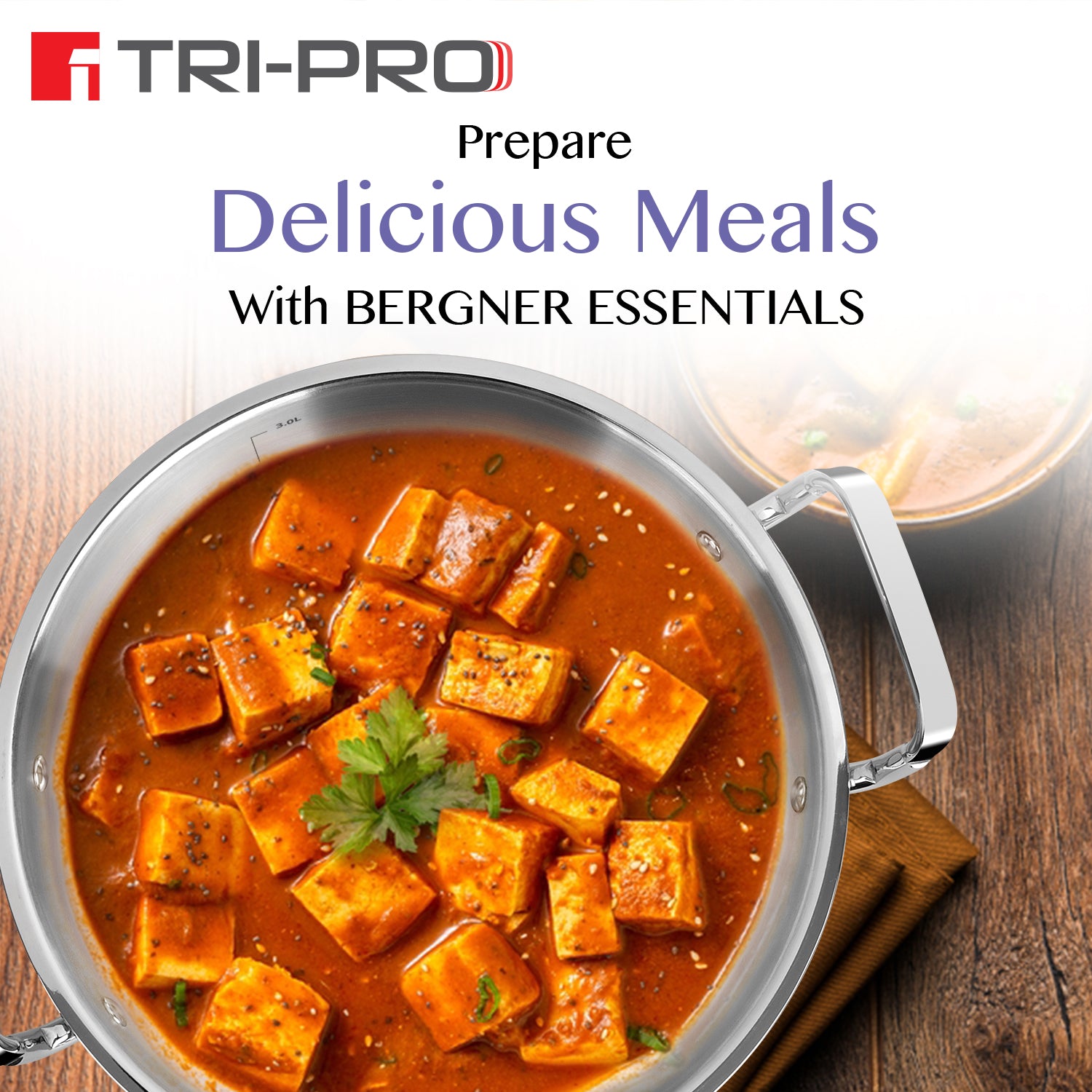 TriPro Tri-Ply Stainless Steel Kadai 24cm (2.5 L)