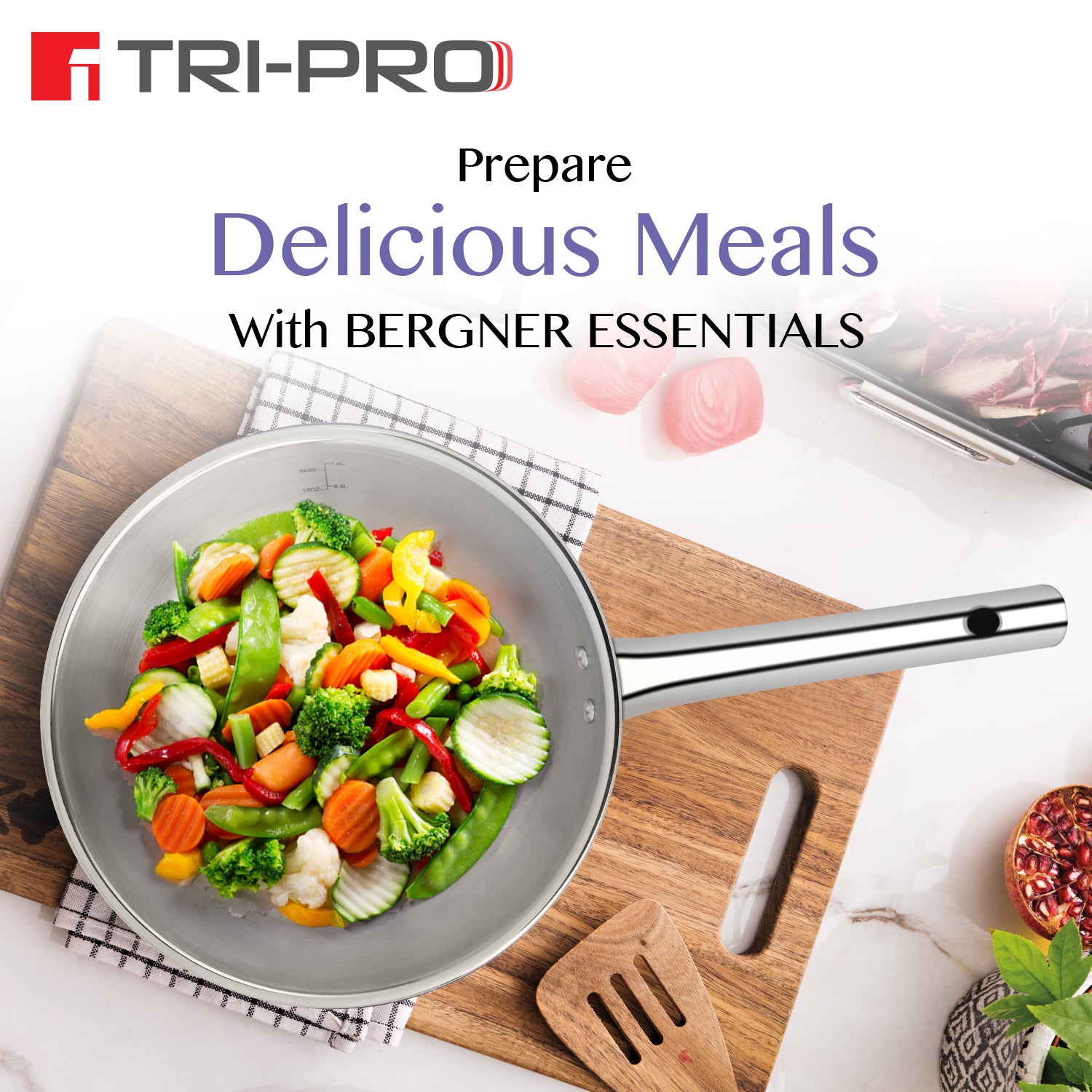 TriPro Tri-Ply Stainless Steel 24cm (1.5L) Frypan