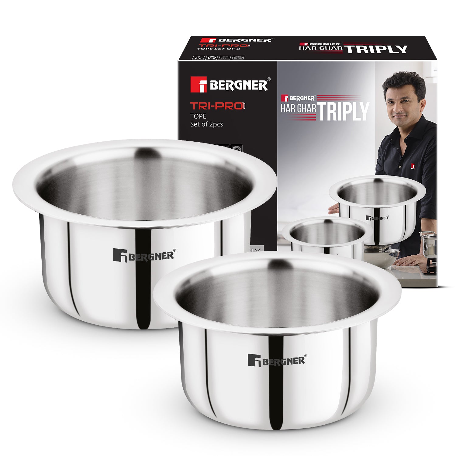 TriPro Tri-Ply Stainless Steel 2 Pcs - Induction Bottom