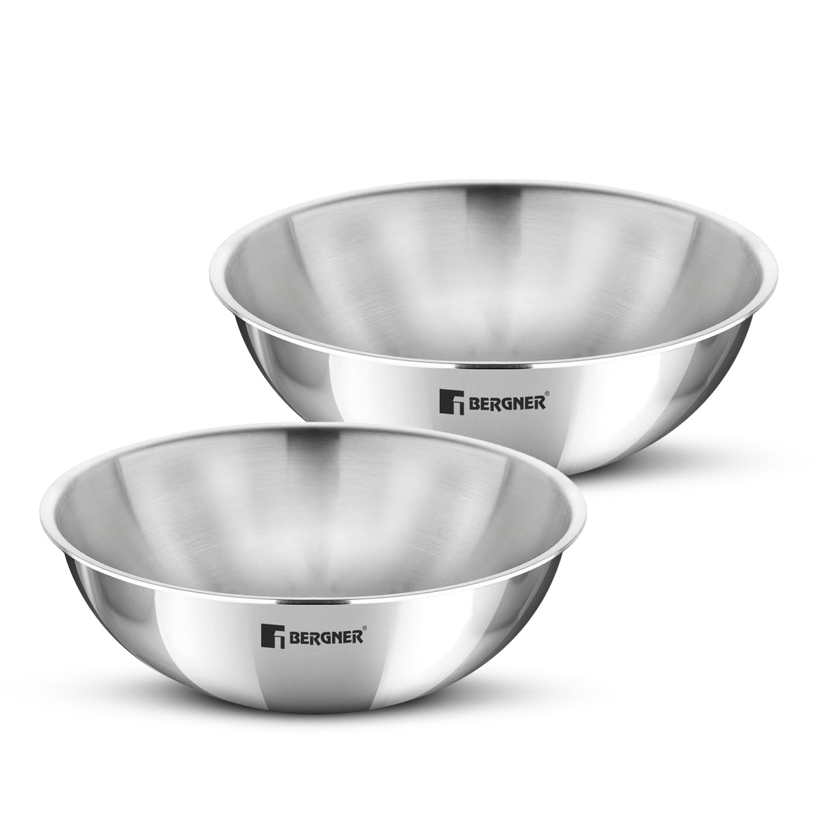 Bergner TriPro Tri-Ply Stainless Steel 2 Pcs Tasra Set - 20cm (2 L) and 22cm (2.5 L), Less Oil Use for Health Cooking - Induction Bottom