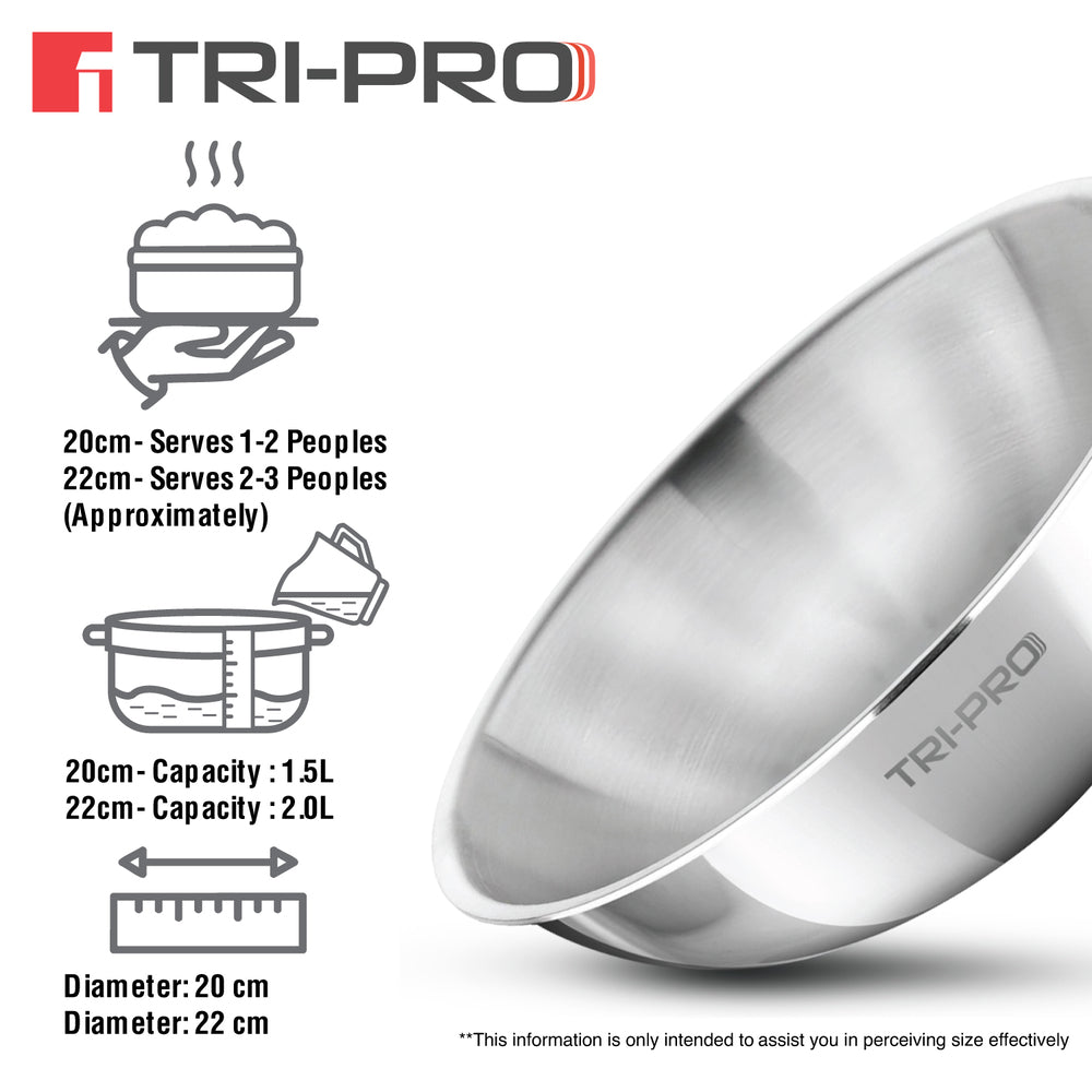 TriPro Tri-Ply Stainless Steel 2 Pcs Tasra Set - Induction Bottom