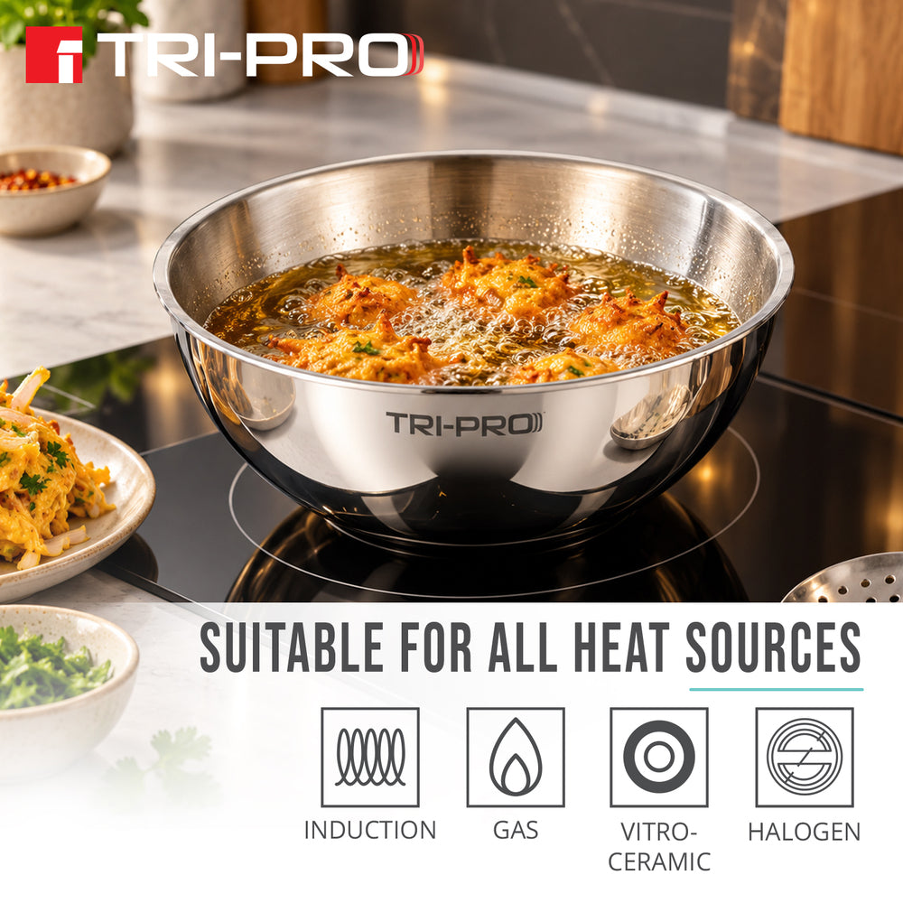 TriPro Tri-Ply Stainless Steel 2 Pcs Tasra Set - Induction Bottom