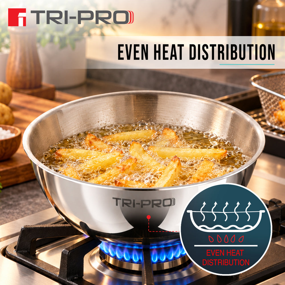 TriPro Tri-Ply Stainless Steel 2 Pcs Tasra Set - Induction Bottom