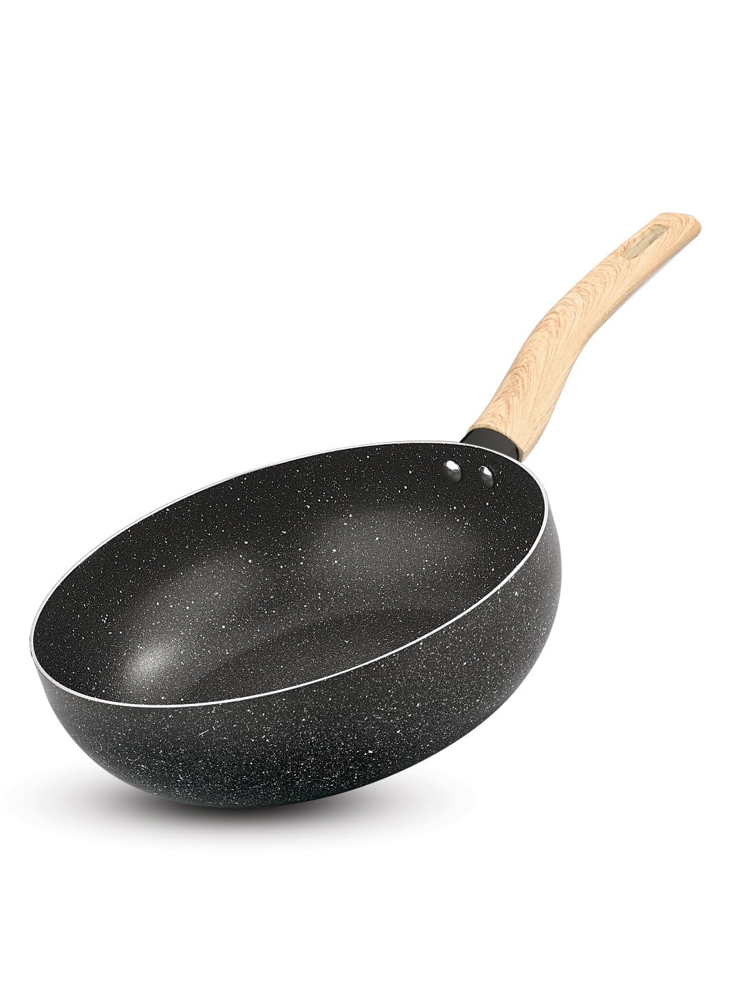 Bergner Earth Black Non-Stick 24 cm (3 L) Wok, Consumes Less Oil - Induction Bottom