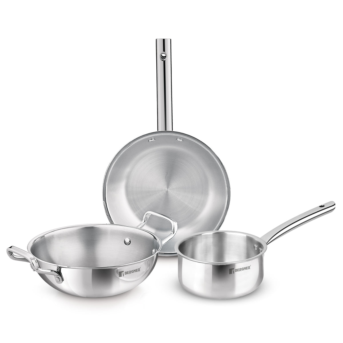 Tripro Triply Stainless Steel 3 Pcs Cookware set - Induction Bottom