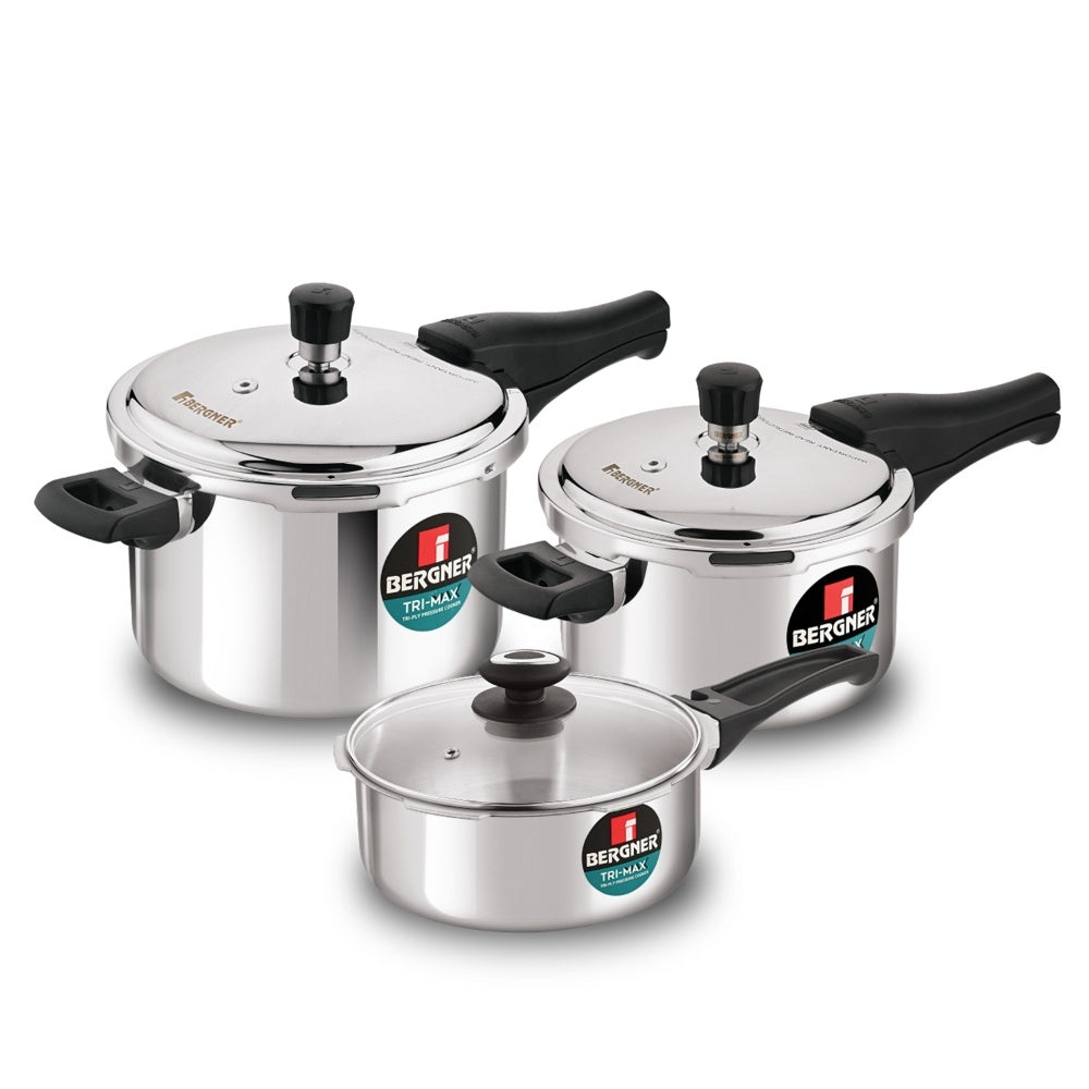 Trimax Triply Stainless Steel Outer Lid Pressure Cooker Multi Combo - Induction Bottom