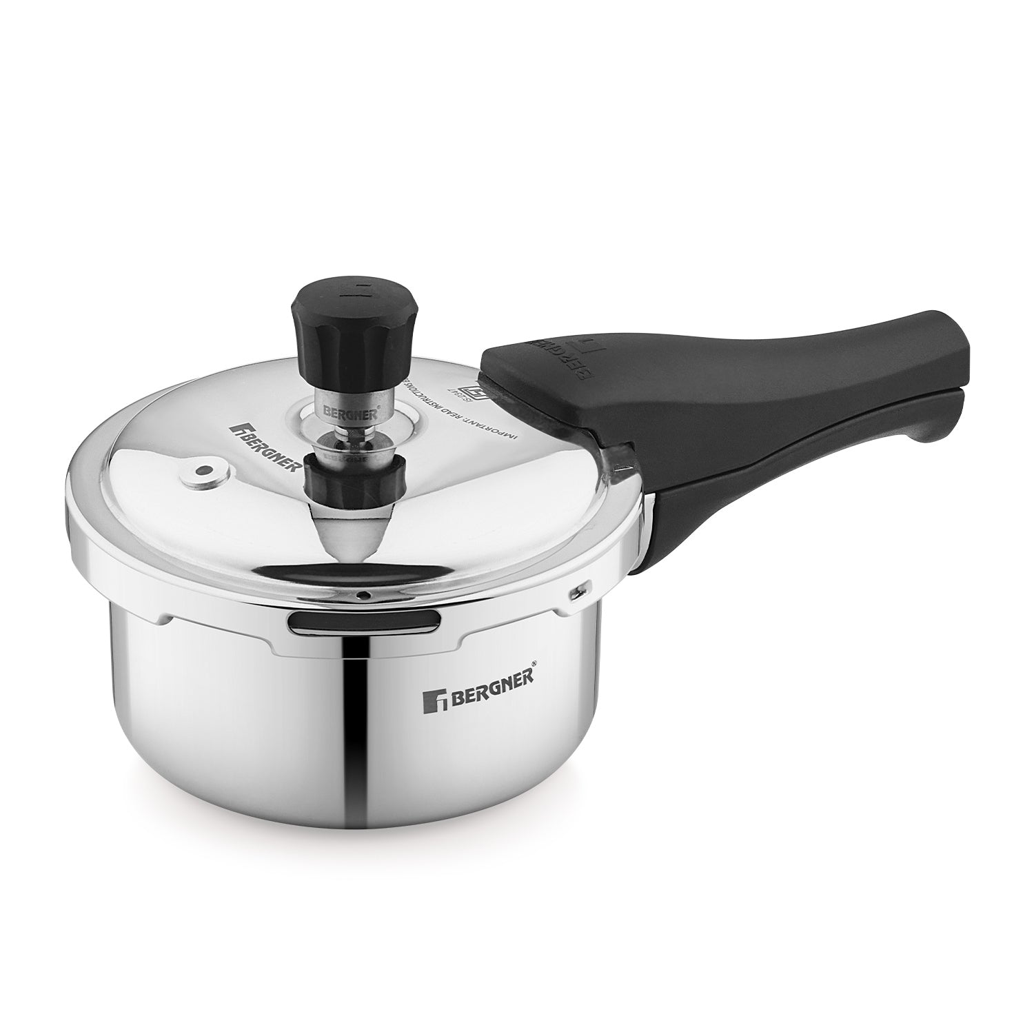 Bergner Tri-Max Junior Tri-Ply Stainless Steel 1 Litre Outer Lid Mini Pressure Cooker - Induction Bottom and Gas Stove Ready