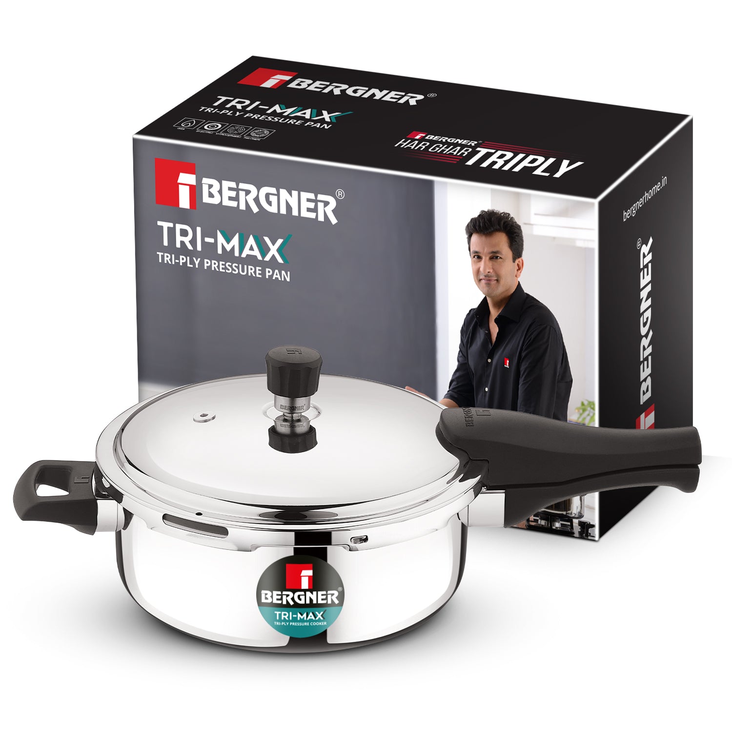 Trimax Stainless Steel 3.5L Outer Lid Pressure Pan, Easy Locking