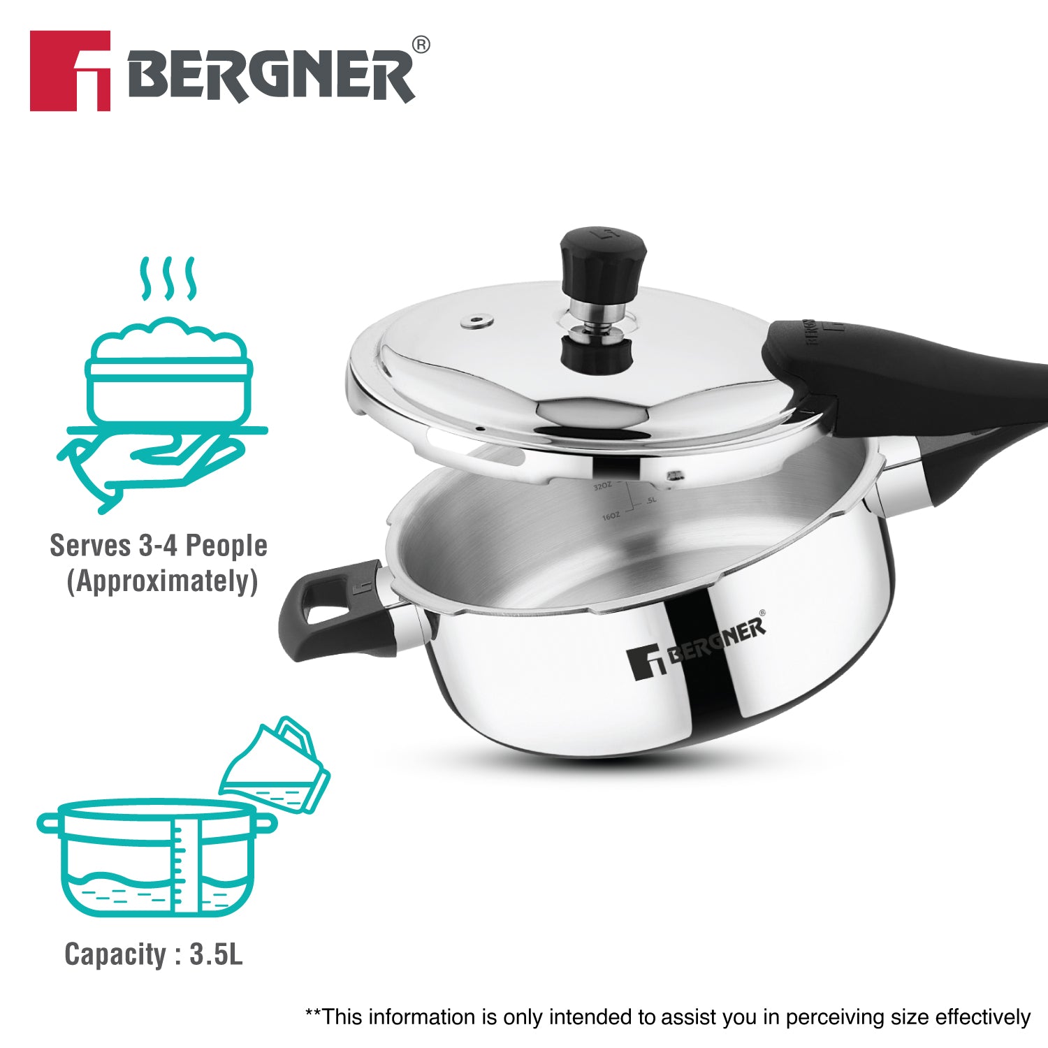 Trimax Stainless Steel 3.5L Outer Lid Pressure Pan, Easy Locking