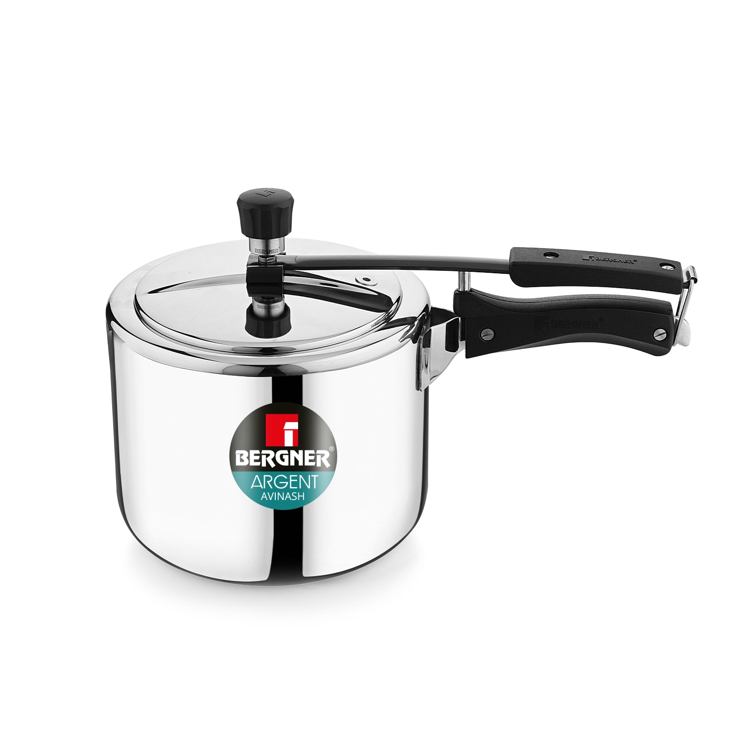 Bergner Argent Tri-Ply 18/10 Stainless Steel Inner Lid Pressure Cooker with Rivetless Technology, 2.5 mm Body Thickness - Induction Bottom (5-Year Warranty)