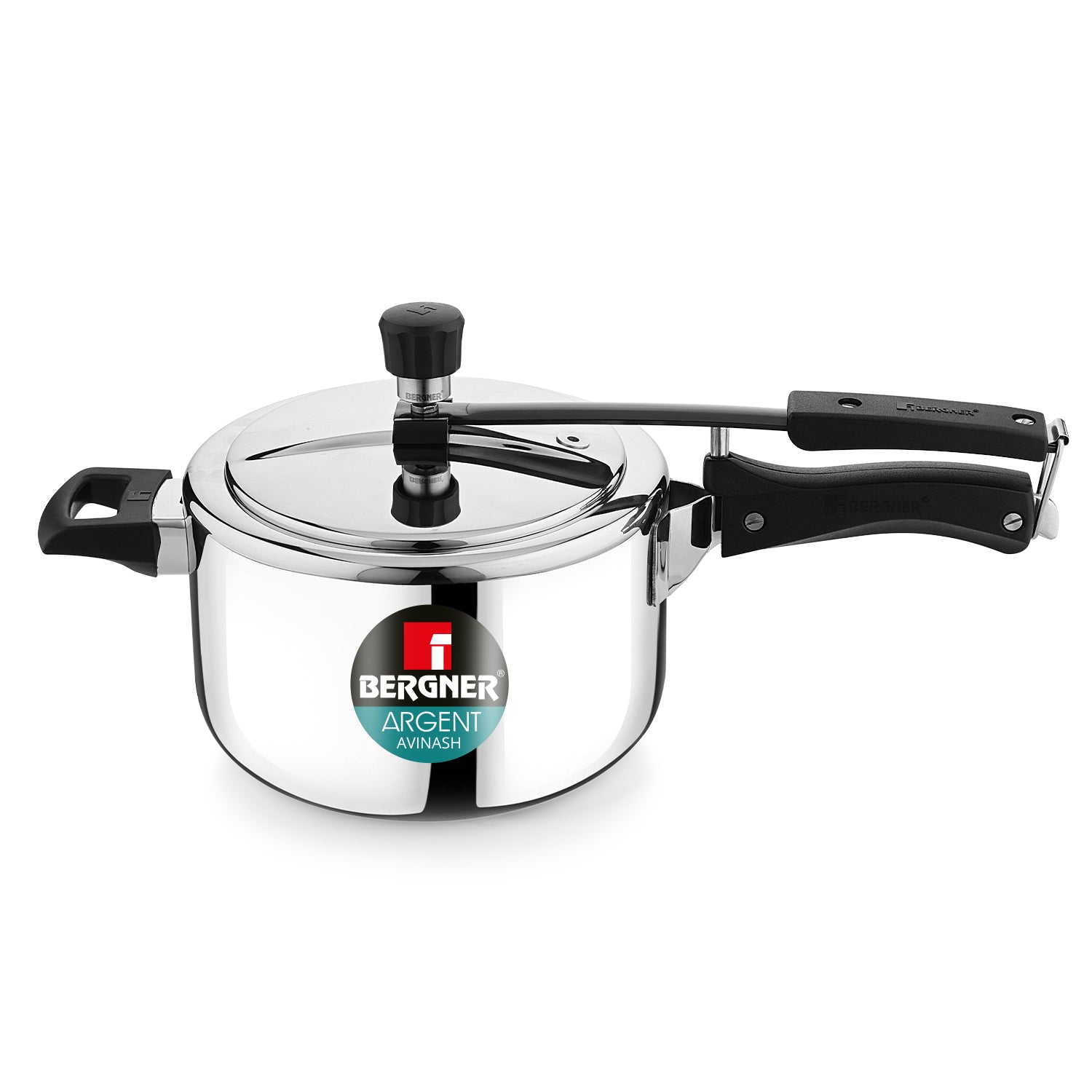 Bergner Argent Tri-Ply 18/10 Stainless Steel Inner Lid Pressure Cooker with Rivetless Technology, 2.5 mm Body Thickness - Induction Bottom (5-Year Warranty)