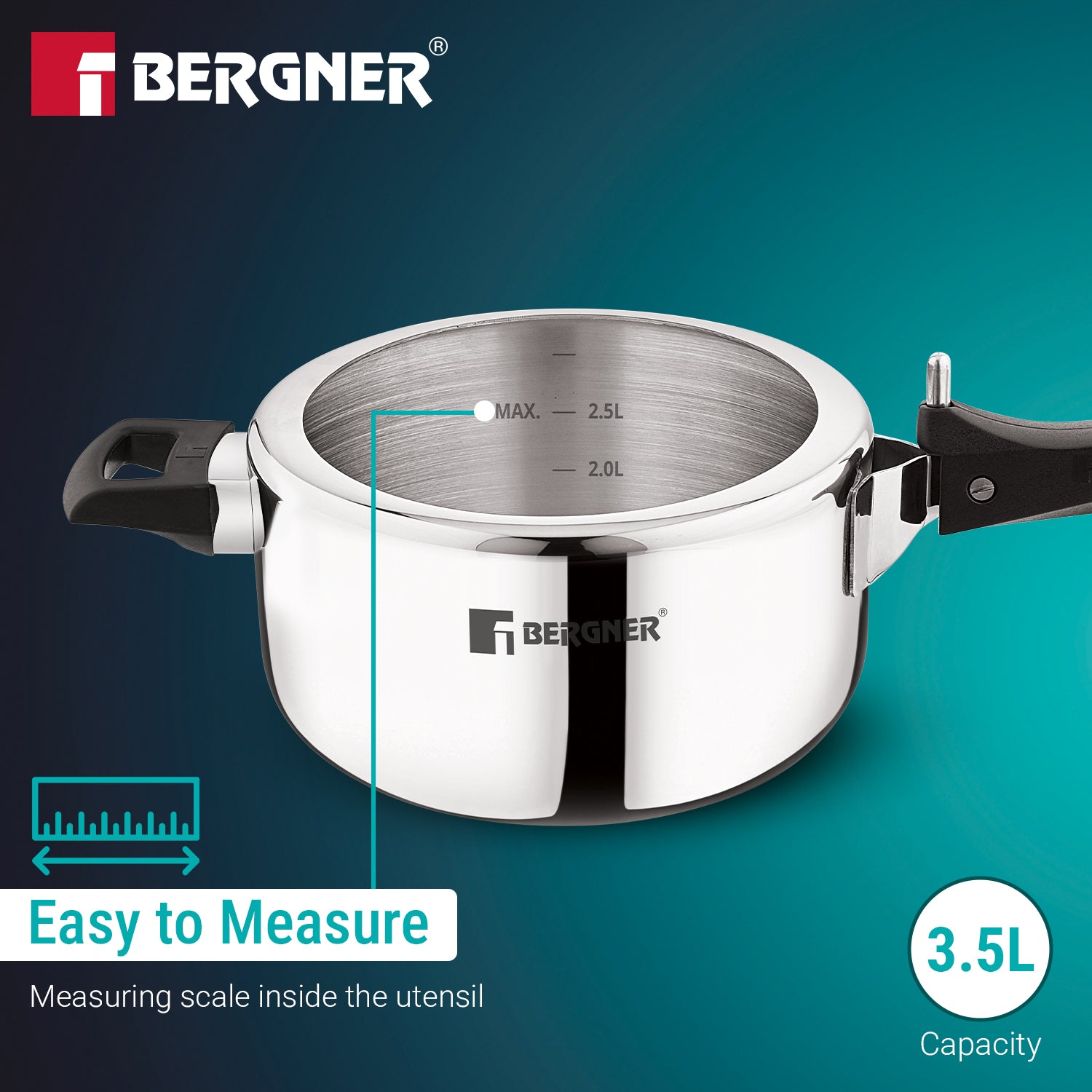 Argent Nilesh Tri-Ply Inner Lid 3.5L Pressure Cooker