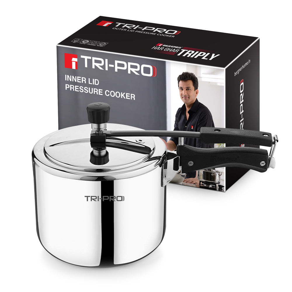 Tri-Pro Tri-Ply Stainless Steel 3 L Inner Lid Pressure Cooker - Full Induction Bottom