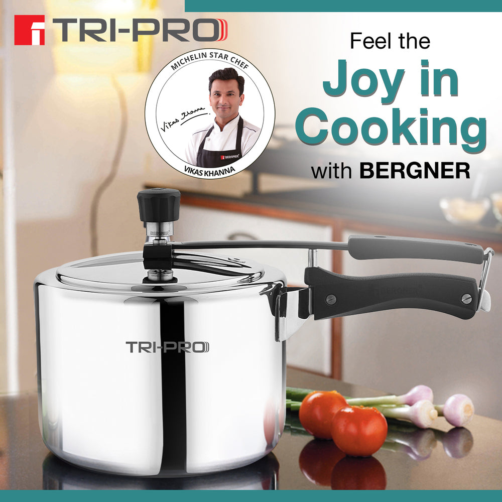 Tri-Pro Tri-Ply Stainless Steel 3 L Inner Lid Pressure Cooker - Full Induction Bottom