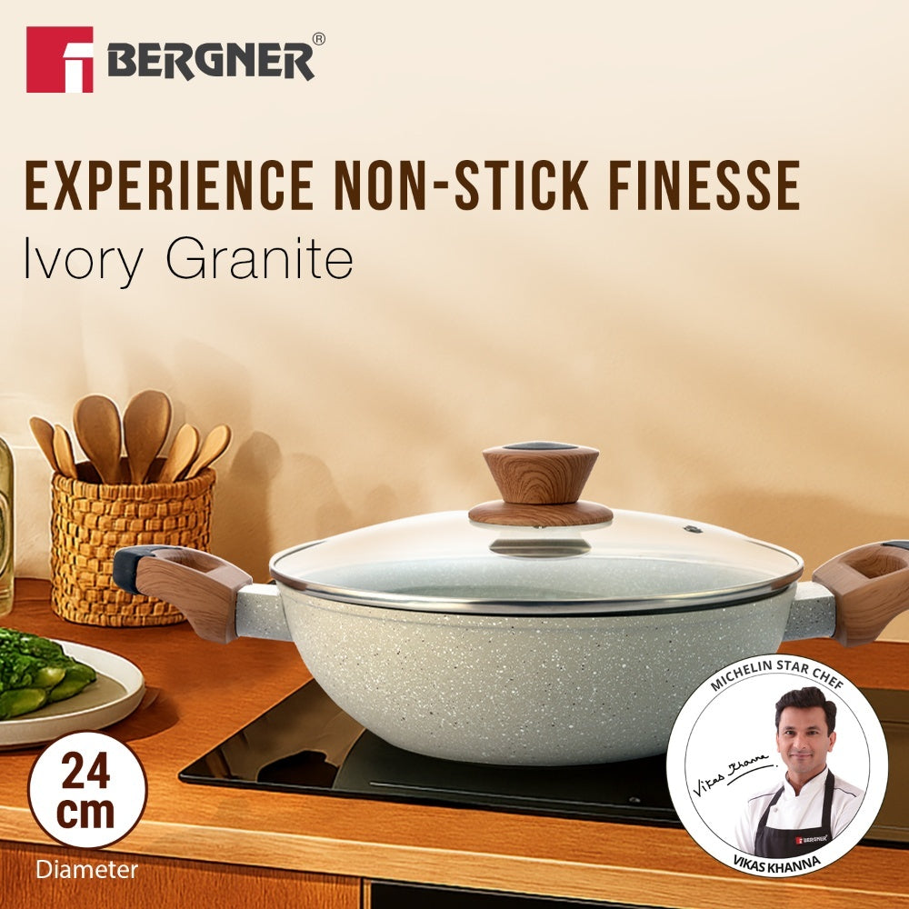 Ivory Granite Non-Stick 4 Pcs Cookware Set, Forged Aluminium