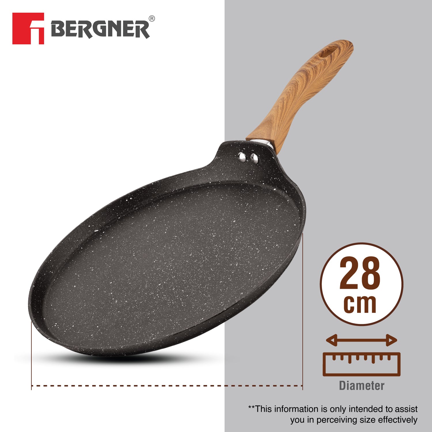 Ivory Black Granite Non-Stick 28cm Dosa Tawa