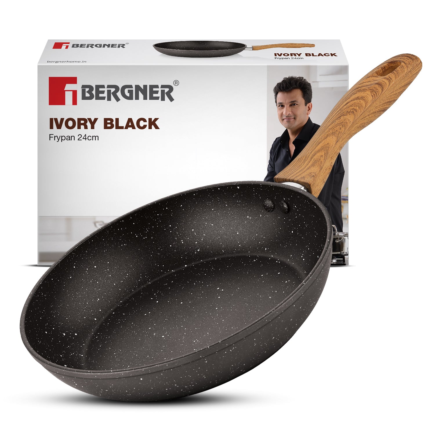 Ivory Black Granite 24cm Non-Stick Frypan