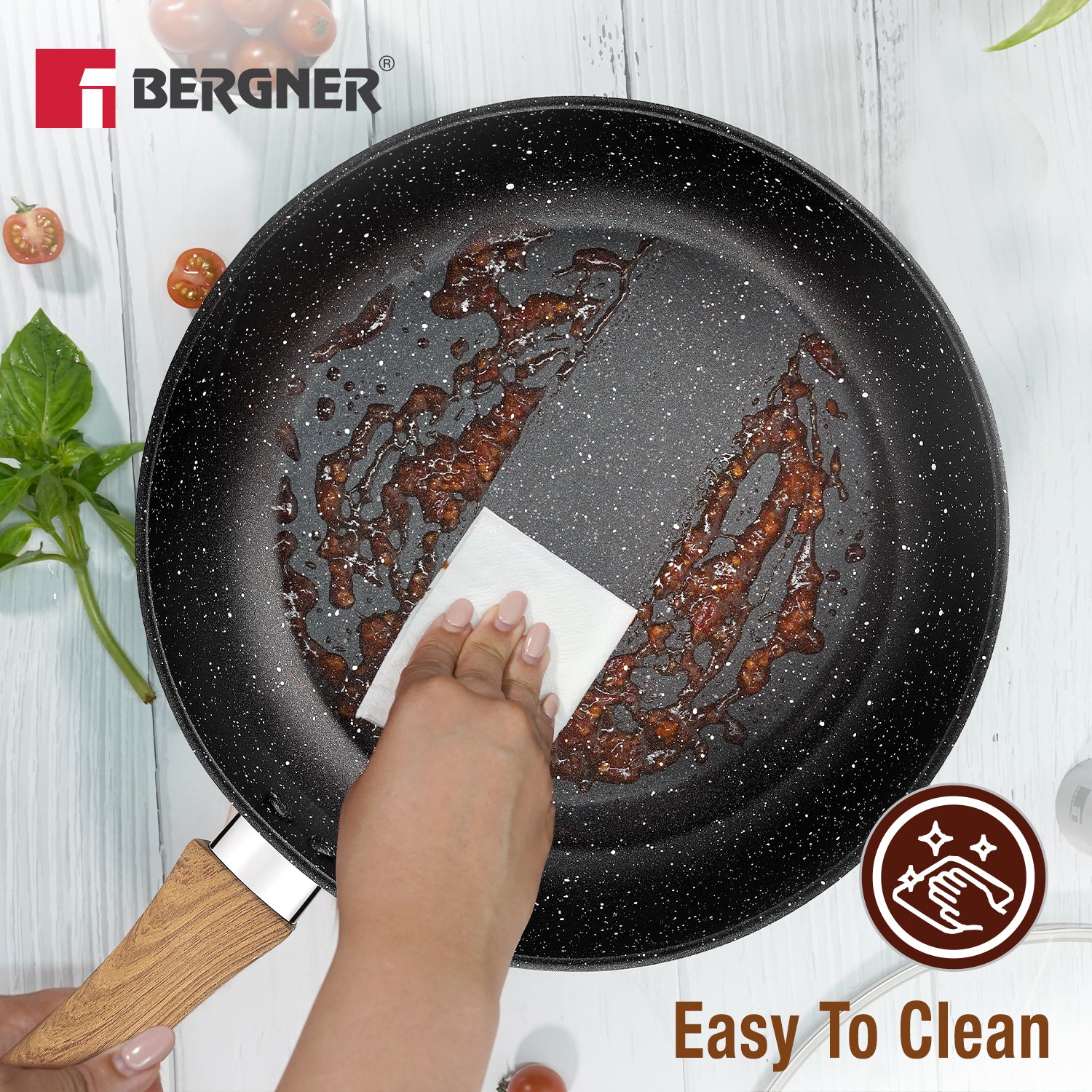 Ivory Black Granite 24cm Non-Stick Frypan