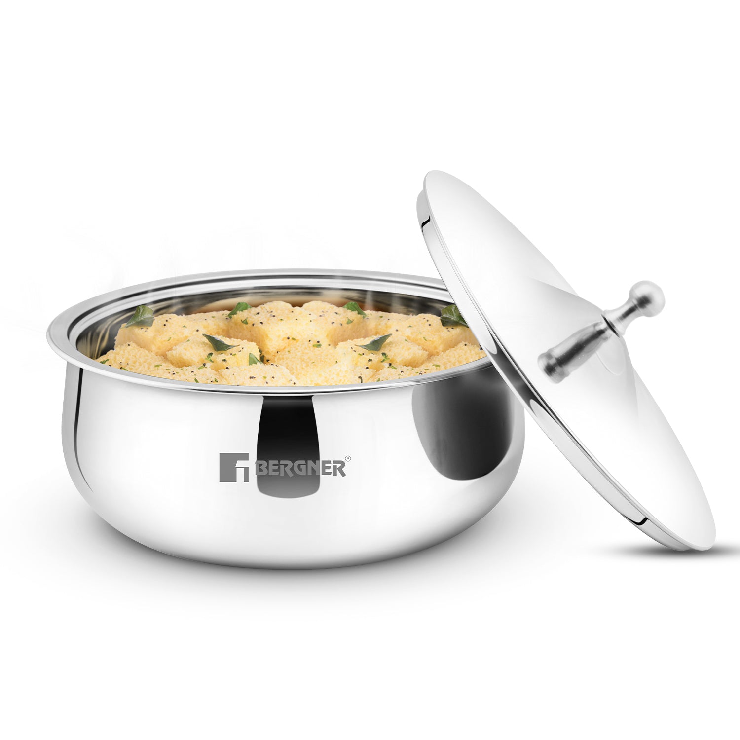 Bergner Vienna Stainless Steel Hot Pot, Double Walled Serving Casserole with PU Insulated Stainless Steel Lid and Cast Steel Knob