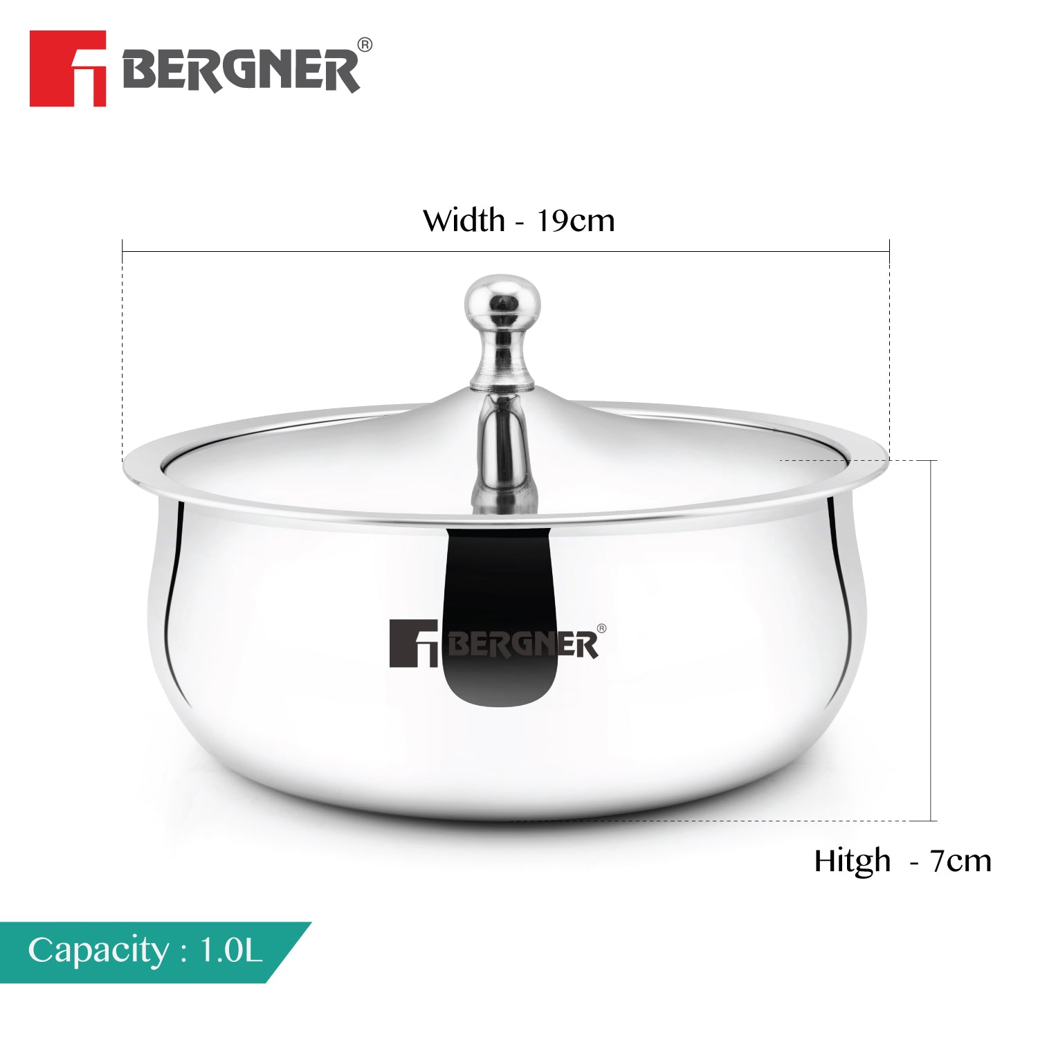 Bergner Vienna Stainless Steel Hot Pot, Double Walled Serving Casserole with PU Insulated Stainless Steel Lid and Cast Steel Knob