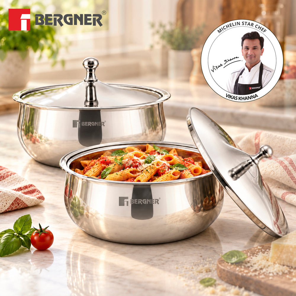 Vienna Stainless Steel 2 Hot Pot Combo Set / Roti Casserole