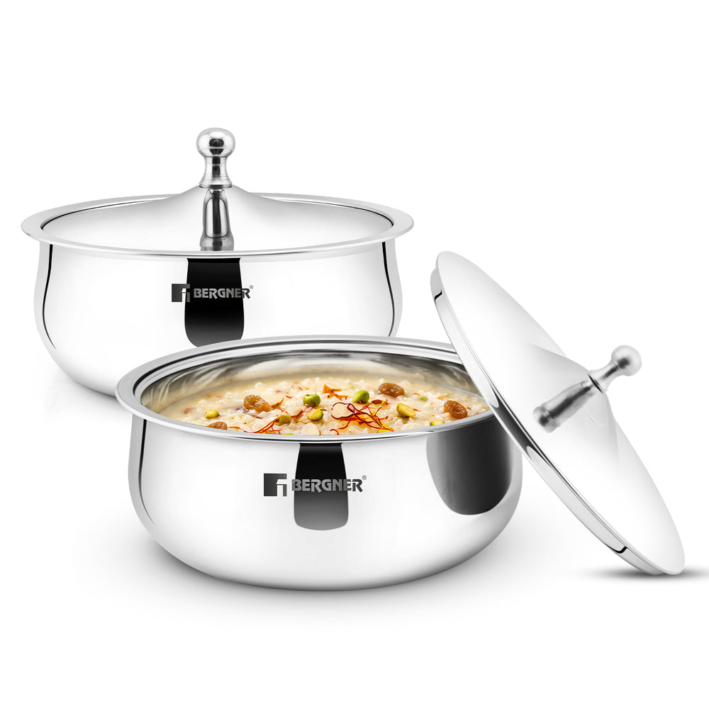 Vienna Stainless Steel 2 Hot Pot Combo Set / Roti Casserole