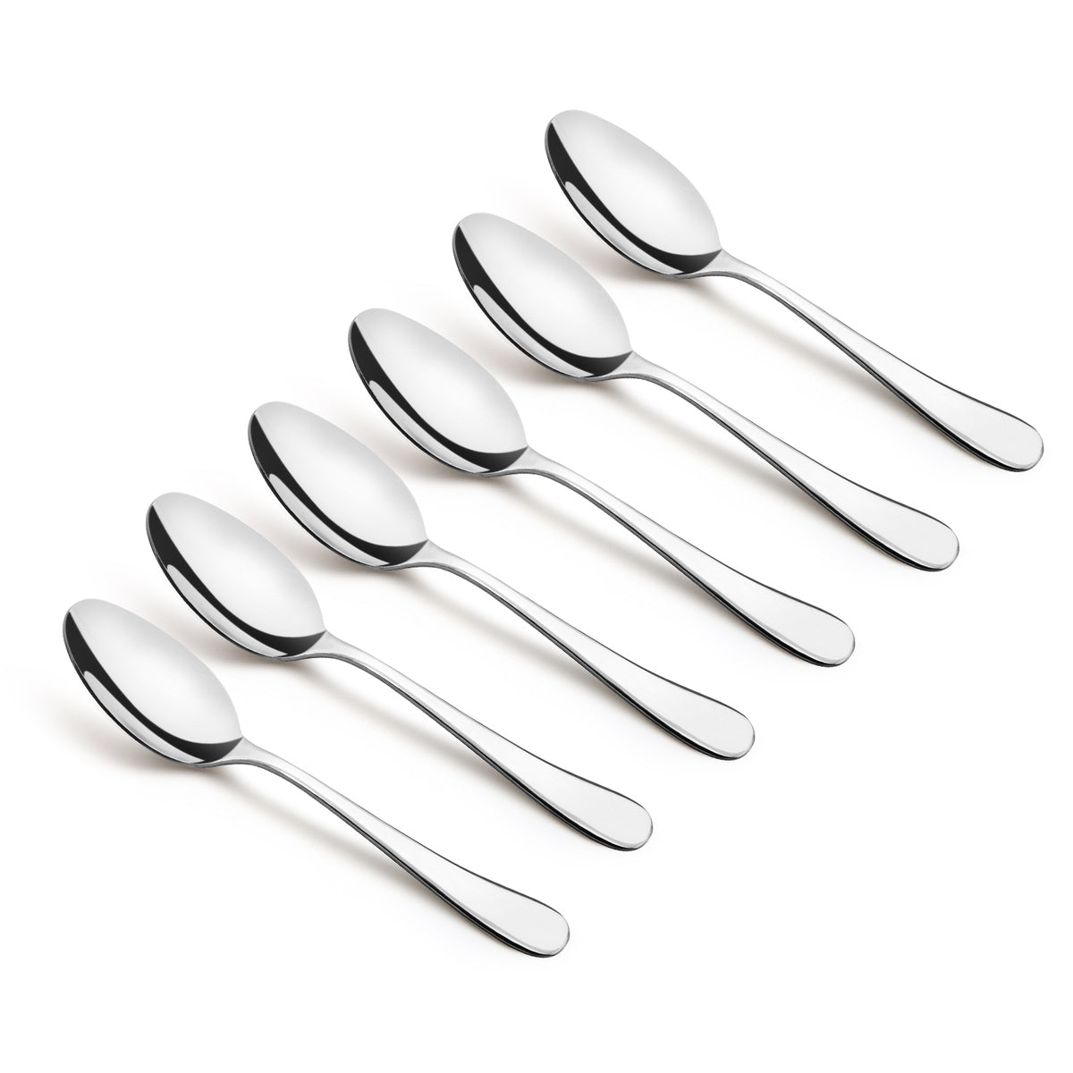 Bergner BE Essentials Baguette Stainless Steel 6 Pcs Dinner Spoon Set, 19cm Long Non-Magnetic Premium Spoons, 1.6mm Thickness - Silver